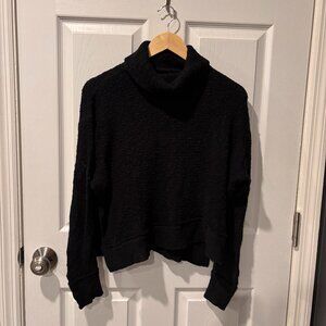 Free People Black Cropped Lounge Sweater